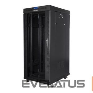 Servers Lanberg  Rack cabinet 19" free-standing 27U/800x1200 (flat pack) with glass door lCD, black | 