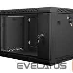 Servers Lanberg  Rack cabinet 19" wall-mount 6U/600x450 (flat pack) with glass door V2, black | 