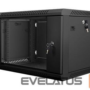Servers Lanberg  Rack cabinet 19" wall-mount 6U/600x450 (flat pack) with glass door V2, black | 