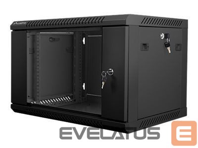 Servers Lanberg Rack cabinet 19" wall-mount 6U/600x450 (flat pack) with glass door V2, black |