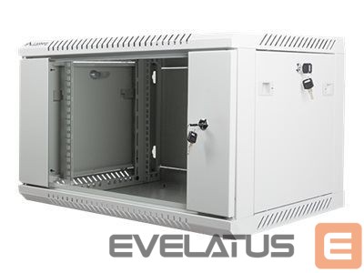 Servers Lanberg Rack cabinet 19" wall-mount 6U/600x450 (flat pack) with glass door V2, grey |