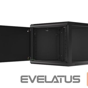 Servers Lanberg  Rack cabinet 19" wall-mount 9U/600x600 (flat pack) for self-assembly with metal door, black | 