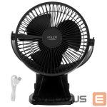 Fan Adler  Rechargeable Clip-on Desk Fan | AD 7342 | Table Fan | Black | Diameter 15.5 cm | Number of speeds 3 | Oscillation | 5 W 