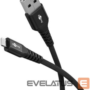 Cable Goobay  Lightning USB-A Supersoft Textile Cable with Metal Plugs, 2 m, black 