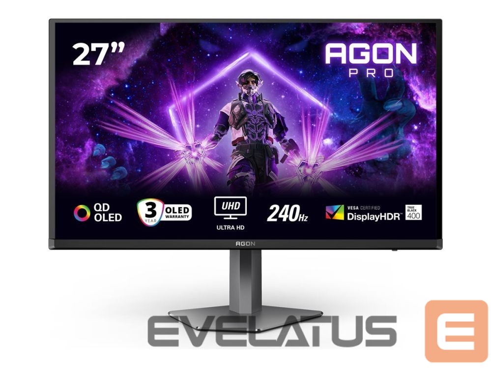 Monitor AOC AG276UZD AGON 27" QD-OLED Monitor 3840x2160/16:9/250cd/m2/0.03ms HDMI, DP, USB, Headphone out