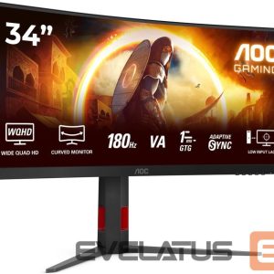 Monitor AOC  CU34G4 | 34 " | Fast VA | UWQHD | 21:9 | 180 Hz | 1 ms | 3440 x 1440 pixels | 300 cd/m² | HDMI ports quantity 2 | Black 
