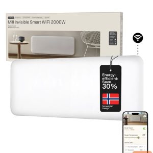 Radiator Mill  Invisible Smart WiFi Heater | PA2000WIFI4 | Panel Heater | 2000 W | Suitable for rooms up to 24-28 m² | White | IPX4 