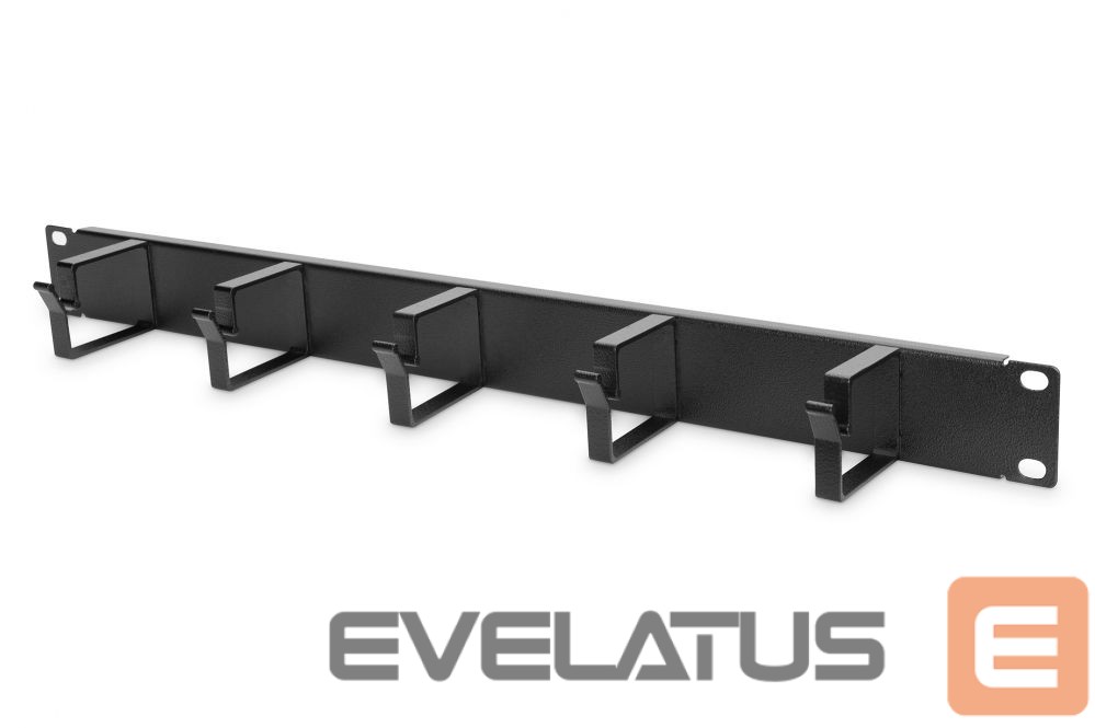Other goods Digitus | Cable Management Panel | DN-97602 | Black | 5x cable management ring (HxD: 40x60 mm). The Cable Management Panel is getting fixed on the 483 mm (19“) profile rails. Five cable guiding rings allow an easy, horizontal array of patch cables. It guarantees an optimized cable management in your 483 mm (19”) network- or server rack.