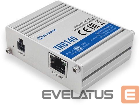 Routers Teltonika TRB140 LTE Router: No WiFi, 4G, SIM, Enthernet port, Micro USB | LTE Router | TRB140 | No Wi-Fi | Mbit/s | 10/100/1000 Mbit/s | Ethernet LAN (RJ-45) ports 1 | Mesh Support No | MU-MiMO No | 2G/3G/4G | Antenna type 1 x SMA for LTE | 1 x Virtual network interface via micro USB | 24 month(s)