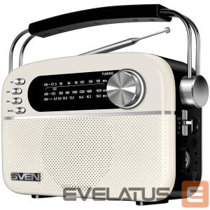 Wired speakers Sven  Speaker SVEN SRP-505, white (3W, Bluetooth, FM/AM/SW, USB, microSD, AUX, battery) 