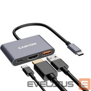 Converter Canyon  CANYON hub DS-4 3in1 USB-C Grey 