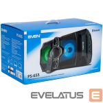 Bluetooth speakers Sven  SVEN PS-655 2x25W; LED display; TWS; FM radio; AUX; USB/SD-card support;Lighting; Microphone input (karaoke); Remote Control; Built-in equalizer 