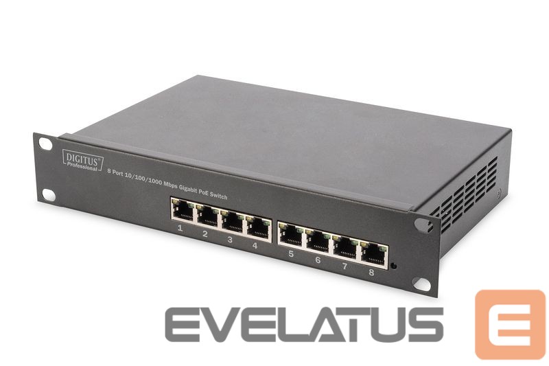 Server - Other Accessories Digitus 8-port Gigabit Ethernet PoE switch DN-95317 10/100/1000 Mbps (RJ-45), Unmanaged, Rackmountable, Power supply type Internal, Ethernet LAN (RJ-45) ports 8
