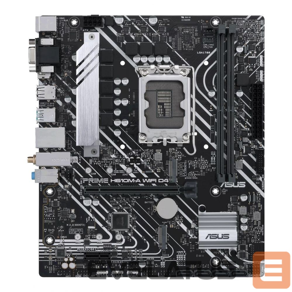 Motherboard for Intel processors Asus PRIME H610M-A WIFI D4 Processor family Intel, Processor socket LGA1700, DDR4 DIMM, Memory slots 2, Supported hard disk drive interfaces SATA, M.2, Number of SATA connectors 4, Chipset Intel H610, mATX