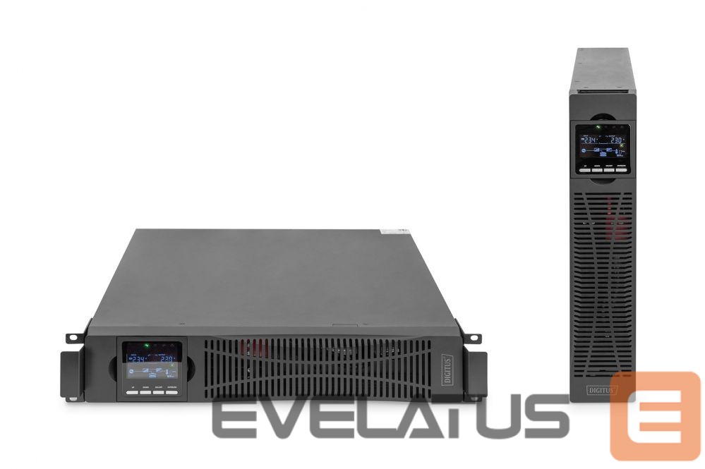 Servers Digitus OnLine UPS, rack/tower, 3000VA, 3000W, LCD, 8 x C13, 1 x C19, RS-232, USB, SNMP card (optional), relay card (optional)