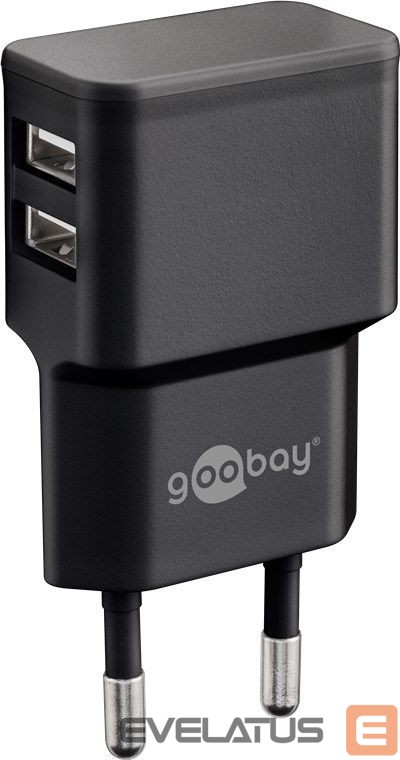 Routers Goobay Dual USB charger 44951 2.4 A, 2 USB 2.0 female (Type A), Black, 12 W