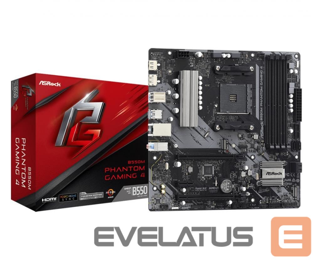 Motherboard for AMD processors Asrock Mainboard||AMD B550|SAM4|MicroATX|1xPCI-Express 3.0 1x|1xPCI-Express 3.0 4x|2xM.2|1xPCI-Express 4.0 16x|Memory DDR4|Memory slots 4|1xHDMI|1xDisplayPort|2xAudio-In|1xAudio-Out|2xUSB 2.0|4xUSB 3.2|1xPS/2|1xRJ45|B550MPHANTOMGAMING4