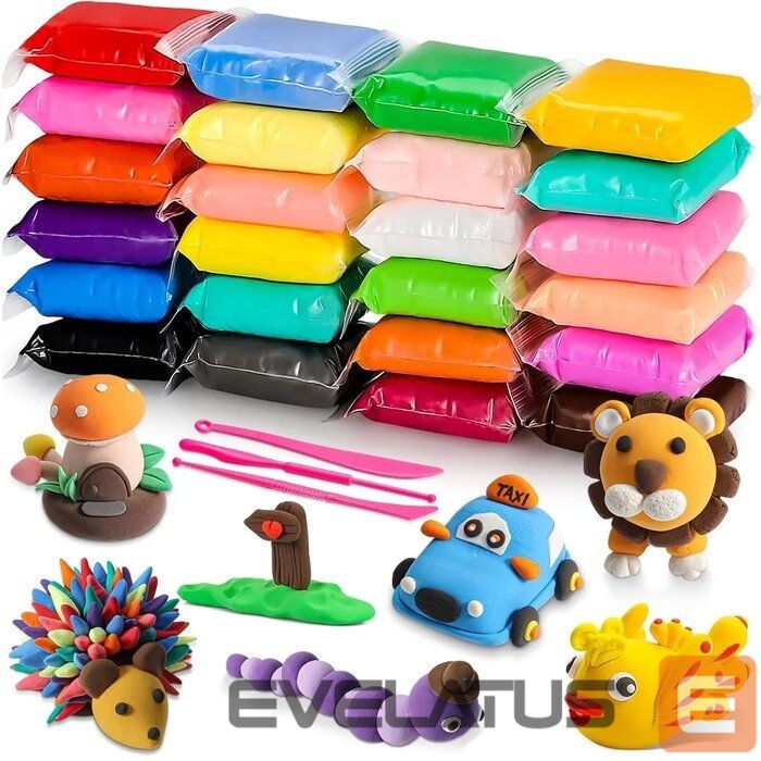 Toys Kiddyz 24pcs Modelling Clay Set Soft Air-Dry & Non-Toxic Creative DIY Toy Multicolor