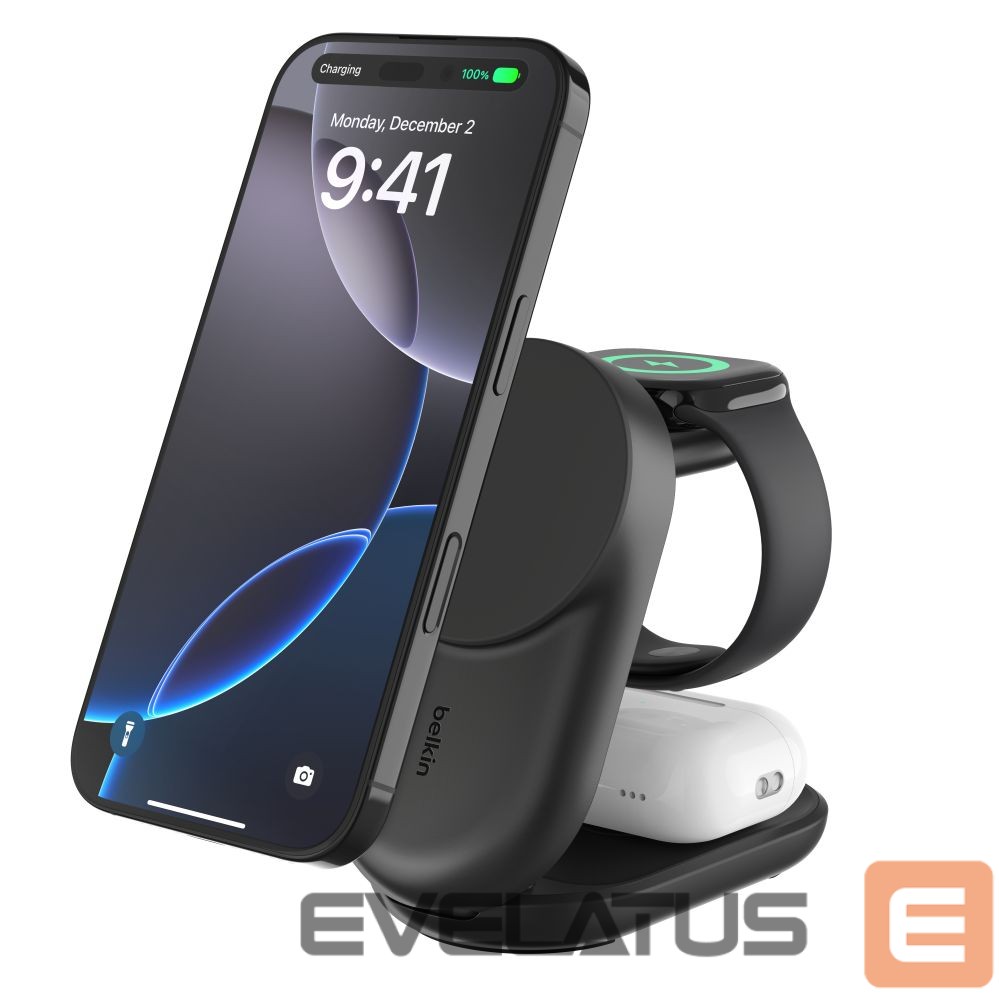 Wireless charger Belkin UltraCharge 25w Qi2 3in1 Magnetic Charger Black