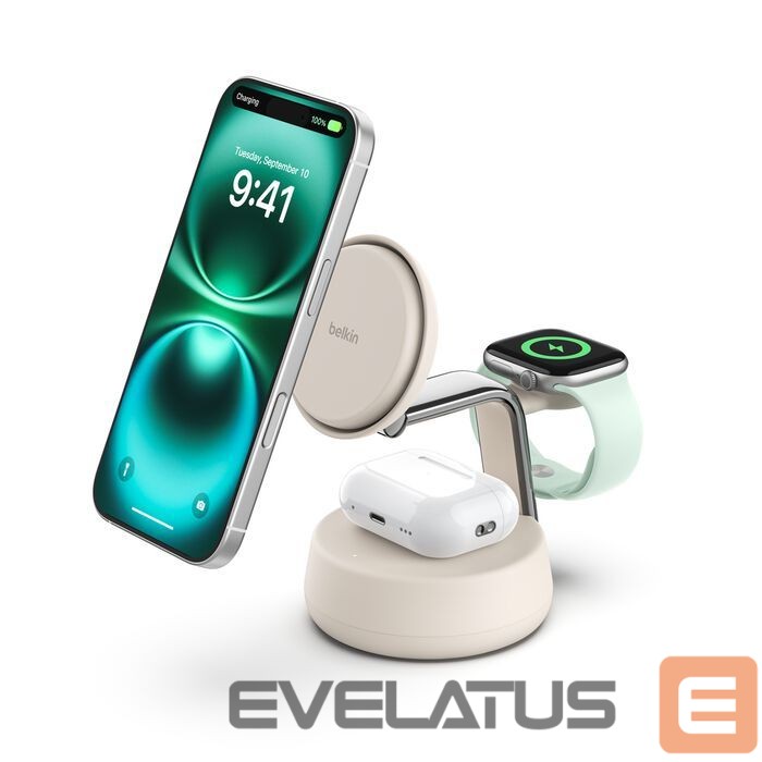 Wireless charger Belkin UltraCharge Pro 25w Qi2 3in1 Magnetic Charger Sand