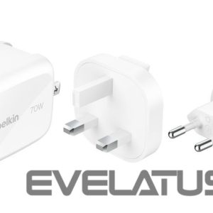Adapter Belkin  BOOSTCHARGE 70w 2C1A Wall Charger with interchangable plug tips UK, EU, US White