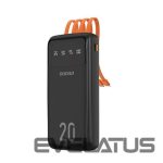 Power bank Dudao  capacious powerbank with 3 built-in cables 20000mAh USB Type C + micro USB + Lightning black (Dudao K6Pro +) Black