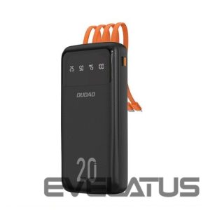 Power bank Dudao  capacious powerbank with 3 built-in cables 20000mAh USB Type C + micro USB + Lightning black (Dudao K6Pro +) Black