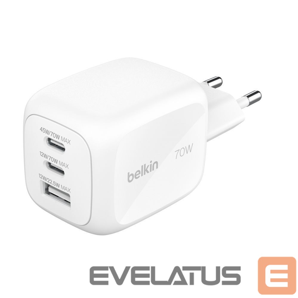 Adapter Belkin BOOSTCHARGE 70w 2C1A Wall Charger with interchangable plug tips UK, EU, US White