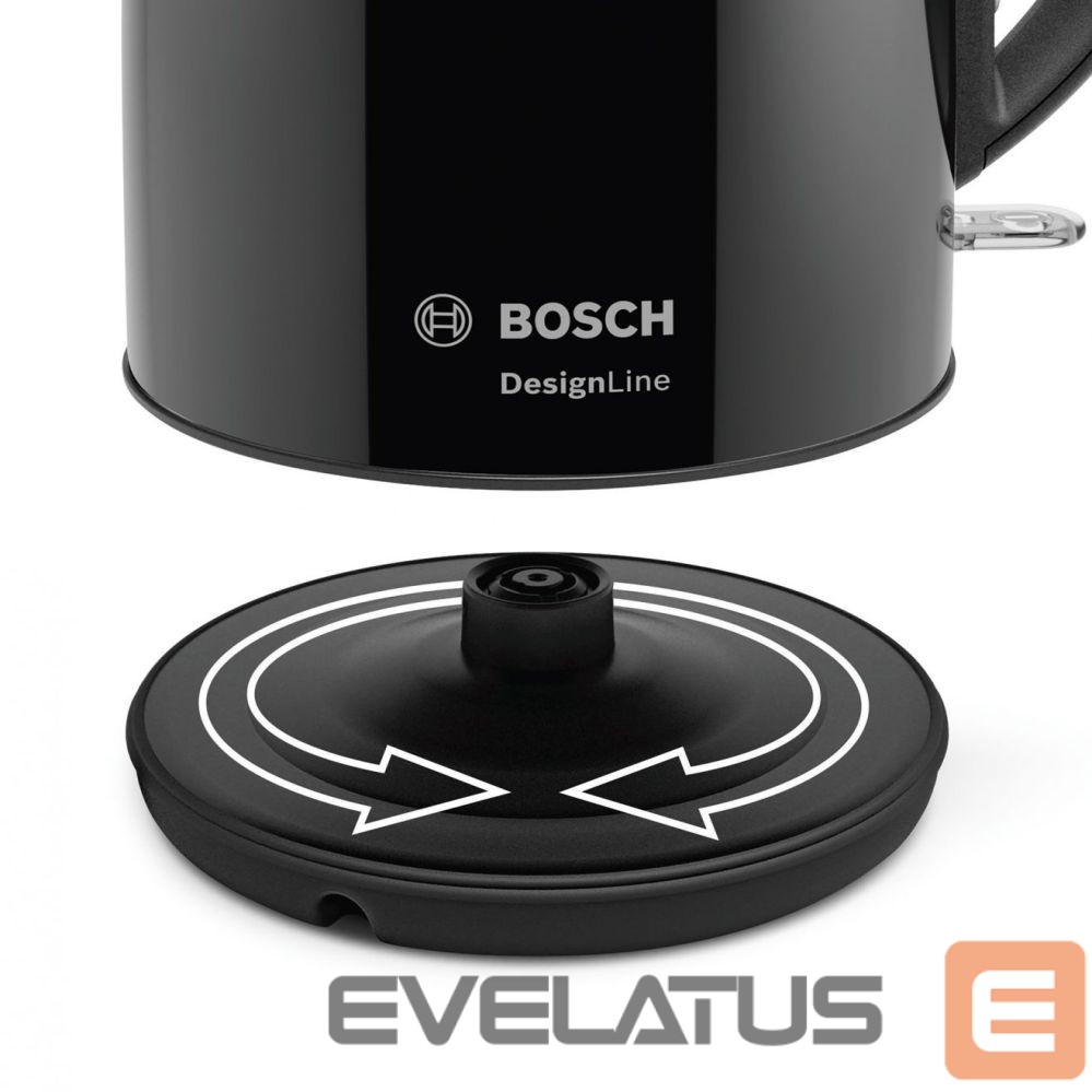 Teapot Bosch | Kettle | DesignLine TWK3P423 | Electric | 2400 W | 1.7 L | Stainless steel | 360° rotational base | Jet black polished