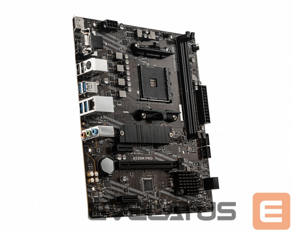 Motherboard for Intel processors MSI A520M PRO Processor family AMD, Processor socket AM4, DDR4, Memory slots 2, Chipset AMD A, Micro ATX
