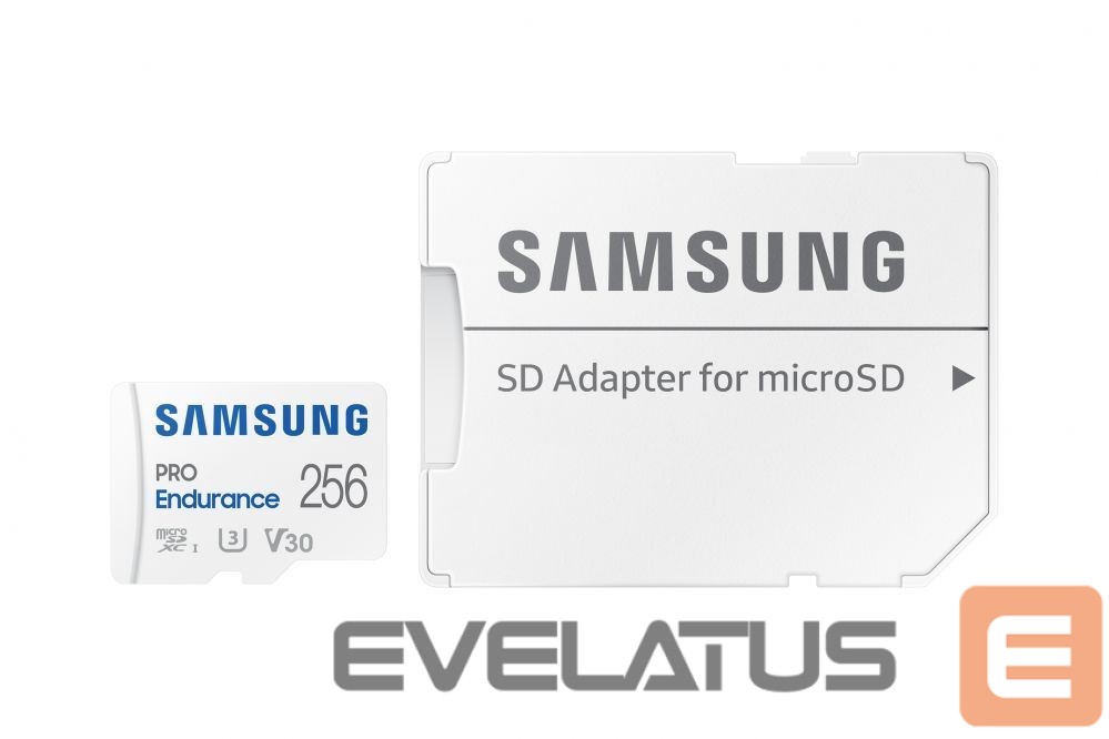 Memory cards Samsung PRO Endurance MB-MJ256KA/EU 256 GB, MicroSD Memory Card, Flash memory class U3, V30, Class 10, SD adapter