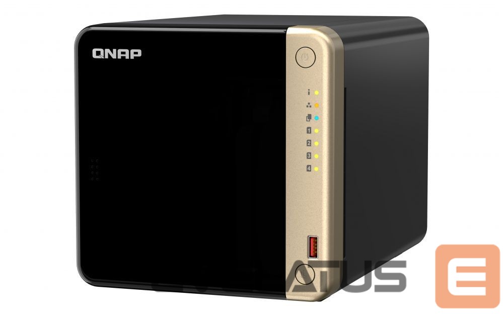Flash drive QNAP TS-464-8G 4-Bay desktop NAS, Intel® Celeron® N5105/N5095 quad-core, 8 GB onboard not expandable, 4 x 3.5"/2.5" SATA 6Gb/s drive bays, 2