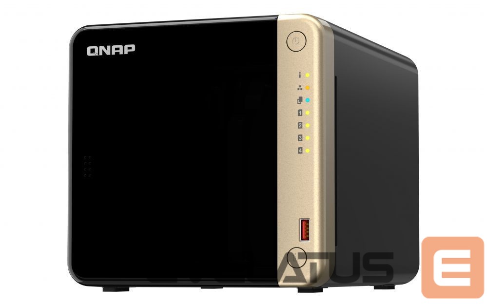 Flash drive QNAP TS-464-8G 4-Bay desktop NAS, Intel® Celeron® N5105/N5095 quad-core, 8 GB onboard not expandable, 4 x 3.5"/2.5" SATA 6Gb/s drive bays, 2