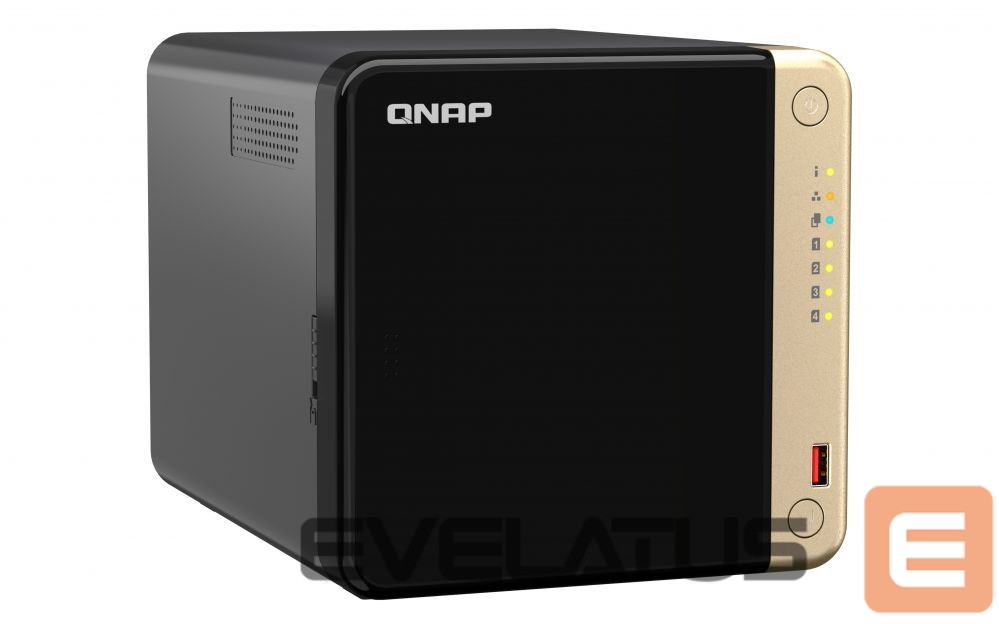 Flash drive QNAP TS-464-8G 4-Bay desktop NAS, Intel® Celeron® N5105/N5095 quad-core, 8 GB onboard not expandable, 4 x 3.5"/2.5" SATA 6Gb/s drive bays, 2