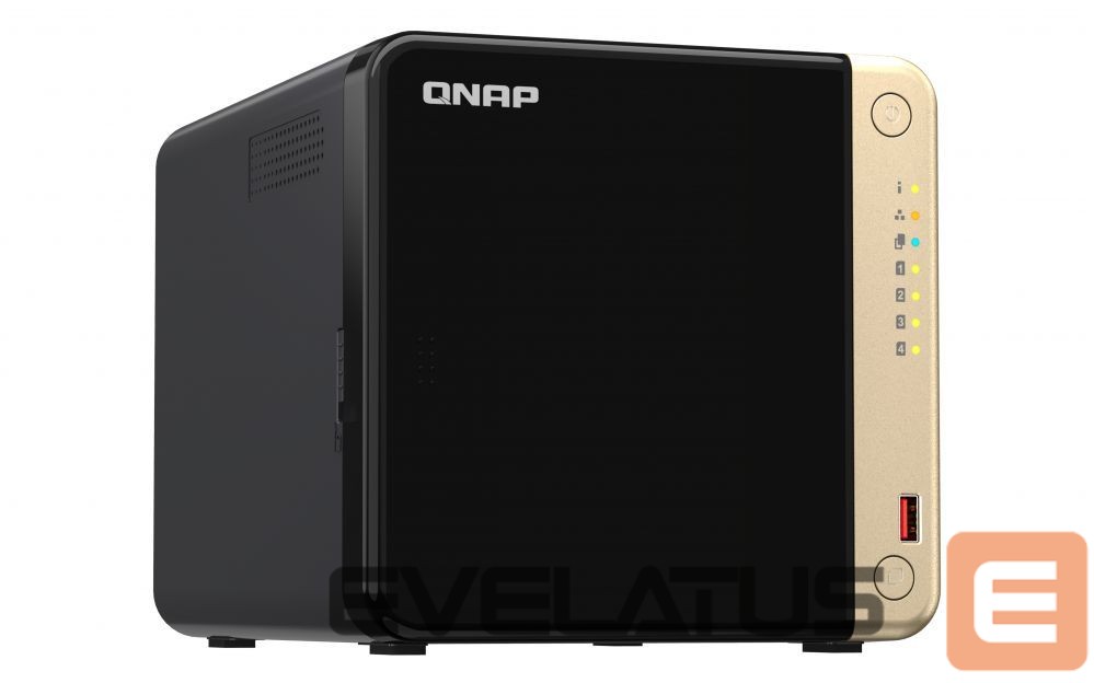 Flash drive QNAP TS-464-8G 4-Bay desktop NAS, Intel® Celeron® N5105/N5095 quad-core, 8 GB onboard not expandable, 4 x 3.5"/2.5" SATA 6Gb/s drive bays, 2