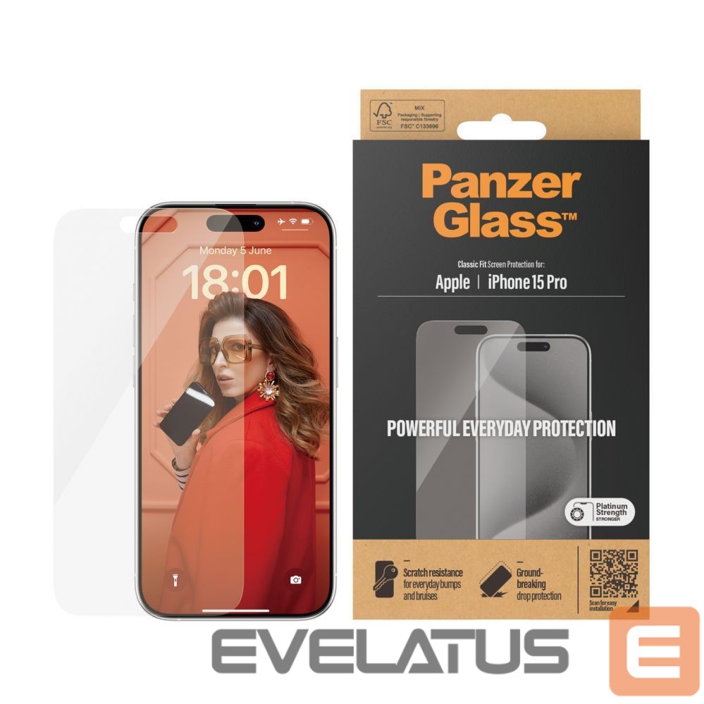 Back panel cover PanzerGlass Screen Protector iPhone 2023 6.1 Pro | Classic Fit