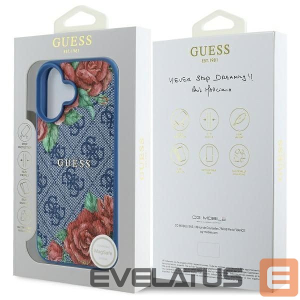 Other goods Guess Guess GUHMP16SP4ROPEMCB iPhone 16 6.1" blue/blue hardcase 4G Flowers Print MagSafe
