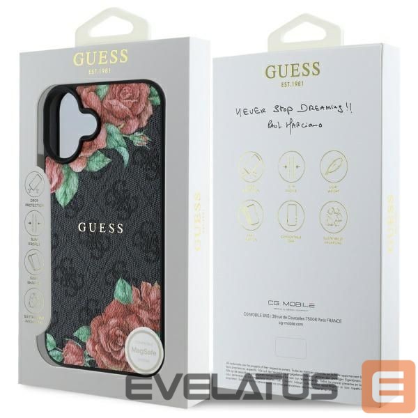 Other goods Guess Guess GUHMP16SP4ROPEMCK iPhone 16 6.1" black/black hardcase 4G Flowers Print MagSafe