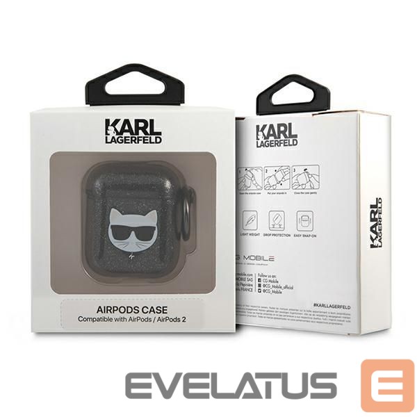 Other goods Karl Lagerfeld Karl Lagerfeld KLA2UCHGK AirPods 1/2 cover black/black Glitter Choupette