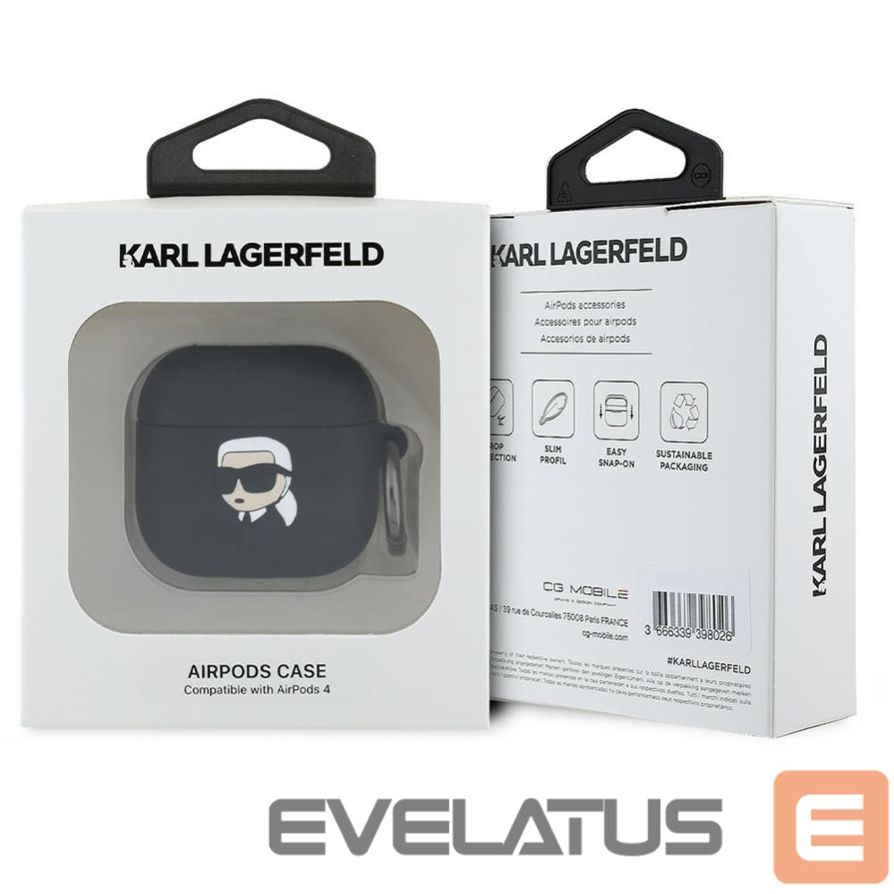 Other goods Karl Lagerfeld Karl Lagerfeld Silicone Karl Head 3D Case for AirPods 4 - Black