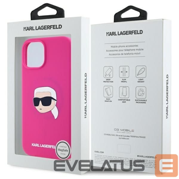 Other goods Karl Lagerfeld Karl Lagerfeld KLHMP15SSKHPPLF iPhone 15 6.1" fuchsia/fuschia hardcase Silicone Karl Head Print MagSafe
