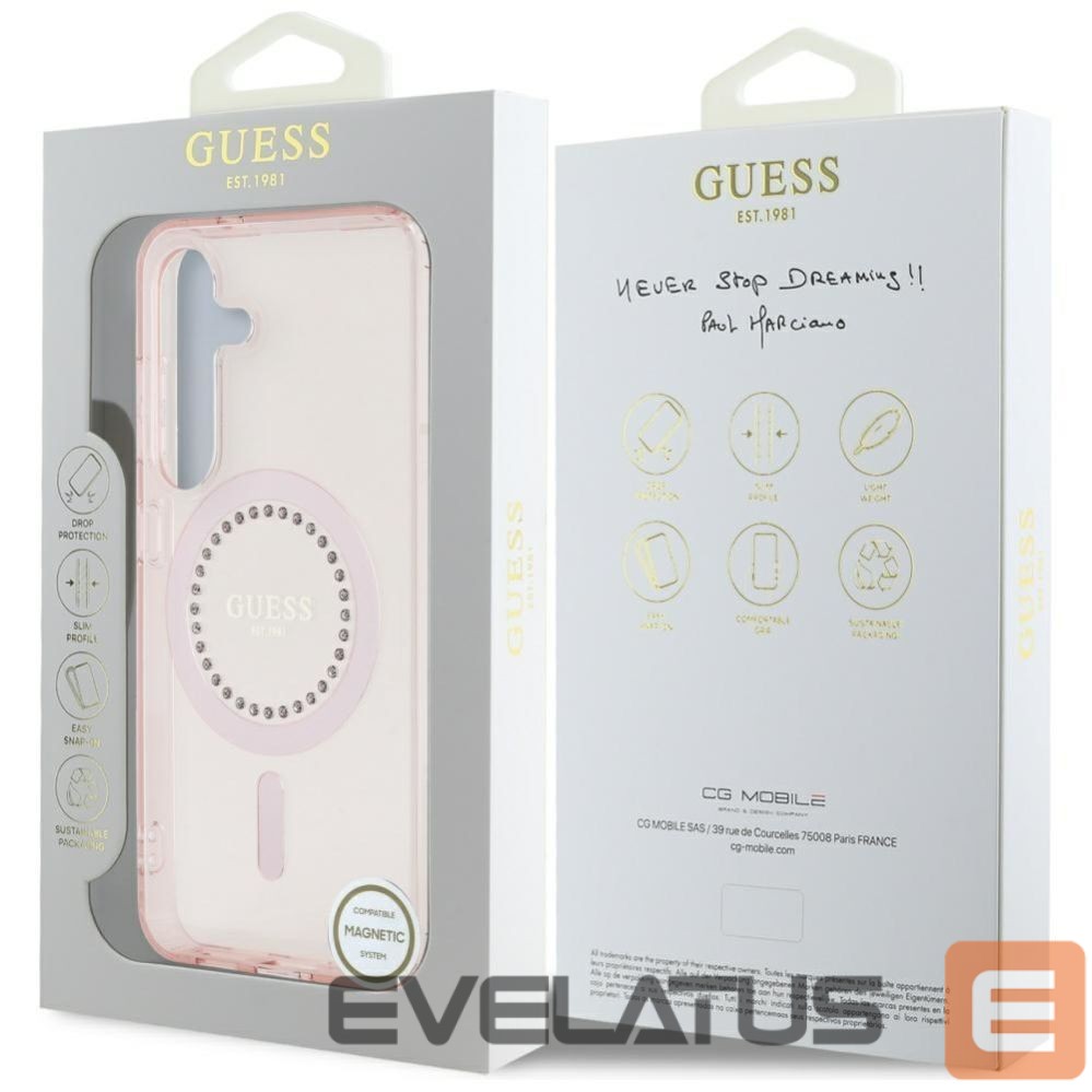 Other goods Guess Guess Rhinestones Printed Classic Logo MagSafe Samsung Galaxy S25 Case Pink