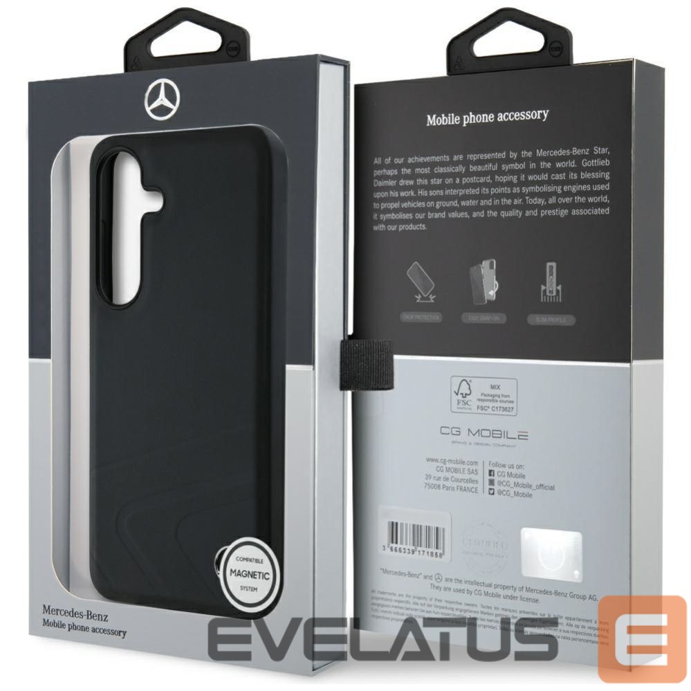 Other goods Mercedes-Benz Mercedes Leather Horizontal Debossed Curves MagSafe Case for Samsung Galaxy S25 - Black