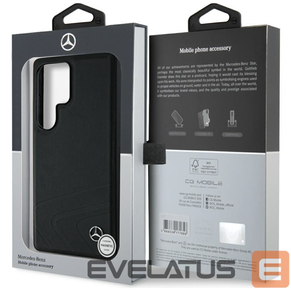 Other goods Mercedes-Benz Mercedes Leather Horizontal Debossed Curves MagSafe Case for Samsung Galaxy S25 Ultra - Black