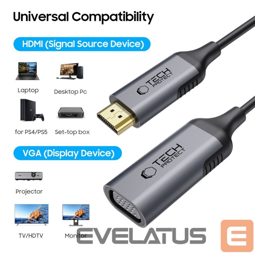 Other goods Tech-Protect Tech-Protect UltraBoost HDMI / VGA FULL HD 60 Hz adapter - black