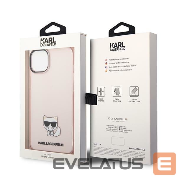 Other goods Karl Lagerfeld Karl Lagerfeld Transparent Choupette Body Case for iPhone 14 Plus / 15 Plus 6.7" - Pink