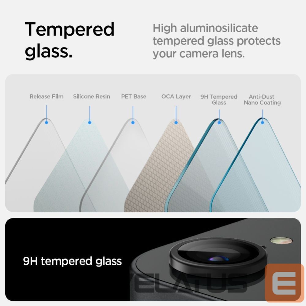 Other goods Spigen Spigen Optik Pro GLAS.TR "Ez Fit" Camera Cover 2-pack for iPhone 16e / 17e - Black