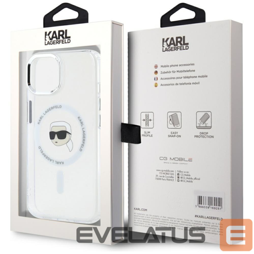 Other goods Karl Lagerfeld Karl Lagerfeld IML Metal Karl Head MagSafe Case for iPhone 15 Plus White