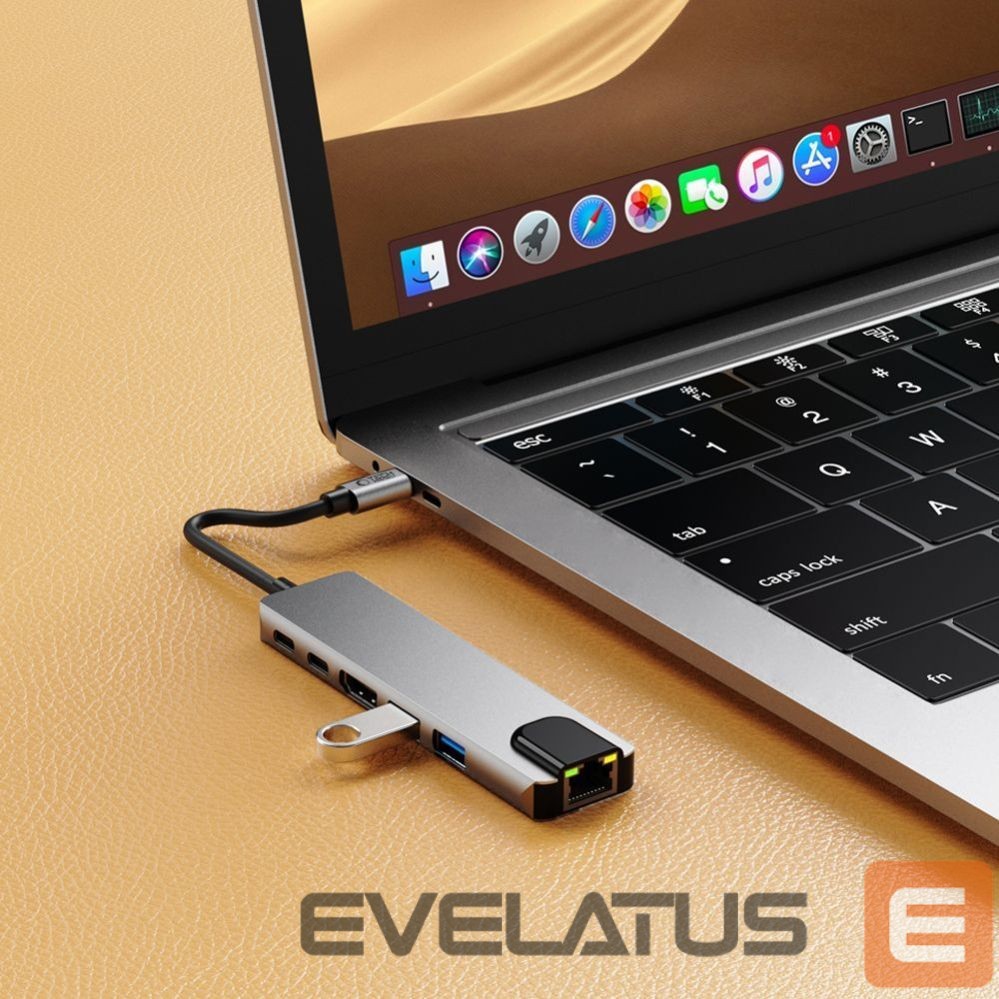 Other goods Tech-Protect Tech-Protect HB02 HUB Adapter 6in1 USB-C + USB2.0 + USB3.0 + HDMI 4K 30Hz + RJ45 + PD100W - gray