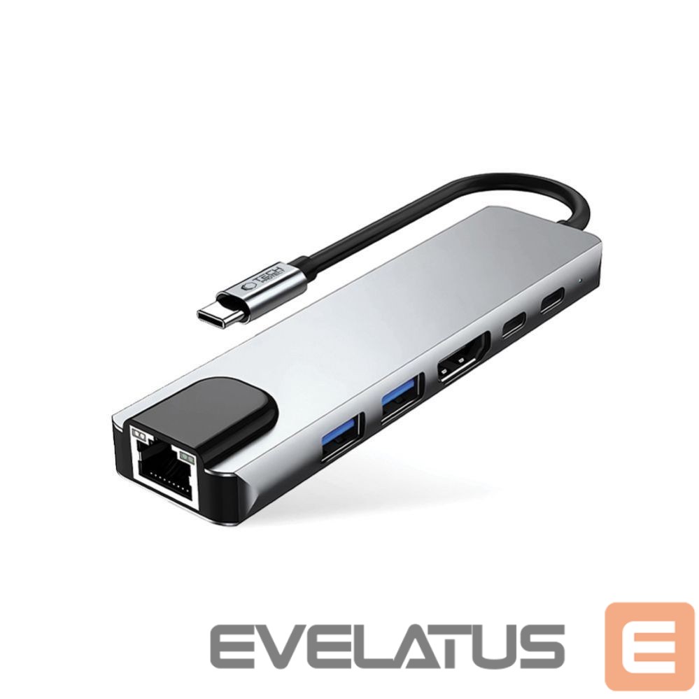 Other goods Tech-Protect Tech-Protect HB02 HUB Adapter 6in1 USB-C + USB2.0 + USB3.0 + HDMI 4K 30Hz + RJ45 + PD100W - gray